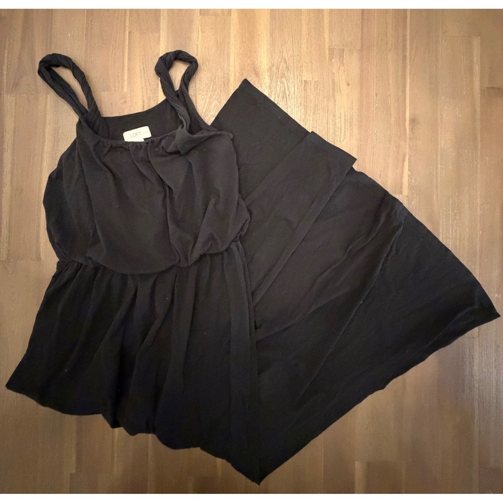 LOFT Petites Black‎ Maxi Dress Sleeveless Elastic Waist Tank Style MP